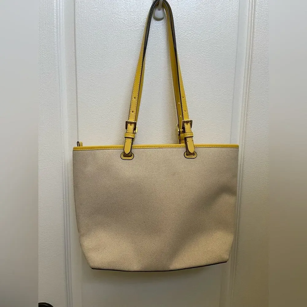 Michael Kors Cream and Yellow Leather Tote - Picture 4 of 15